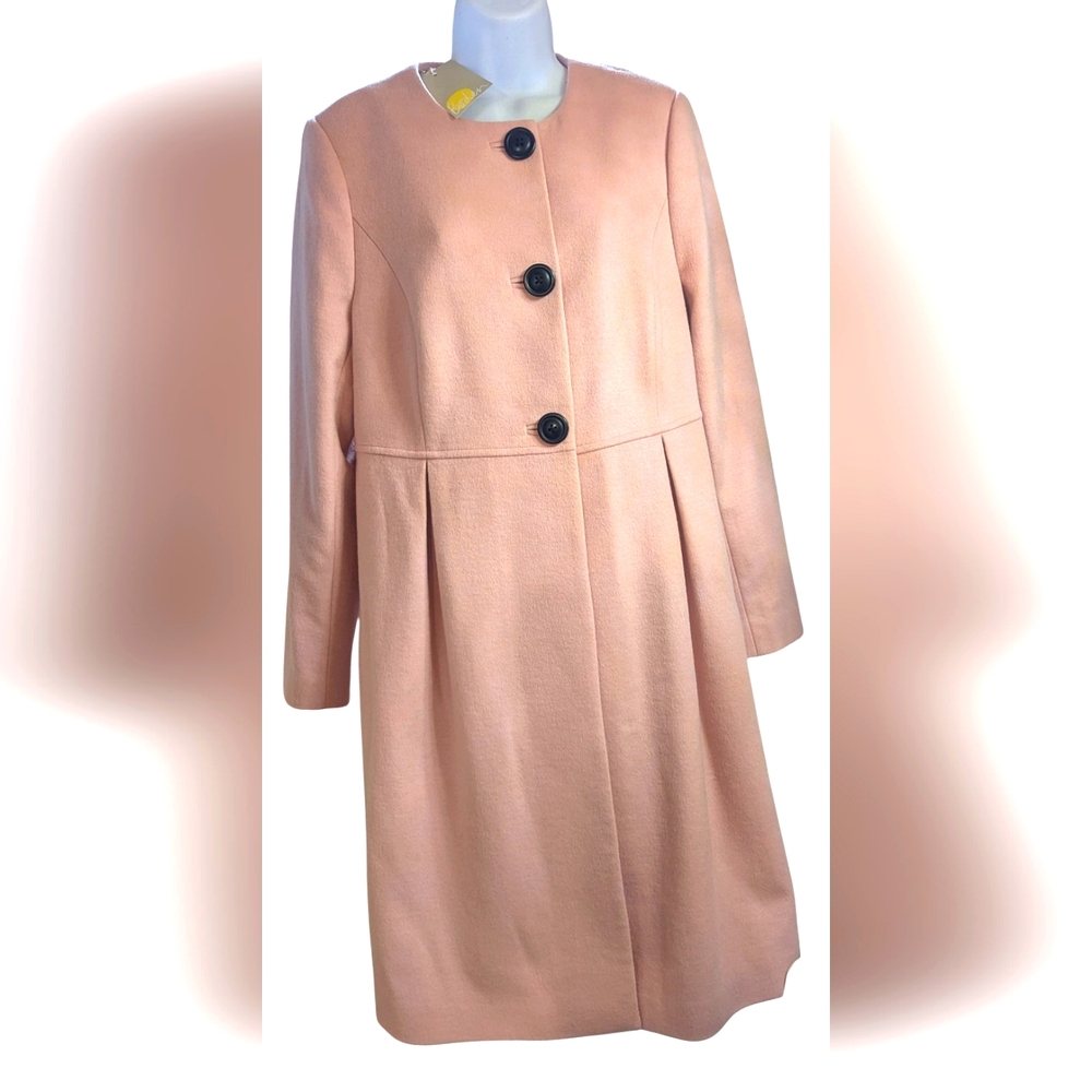 NWT Boden Collarless Wool Blend Coat Pale Pink.